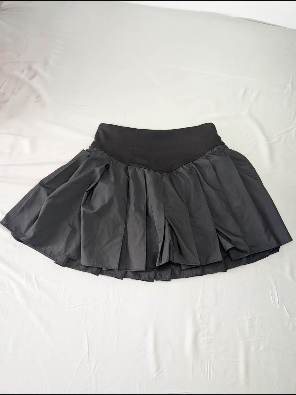 aerie Black Pleated Skater Skirt with Stretch Waistband